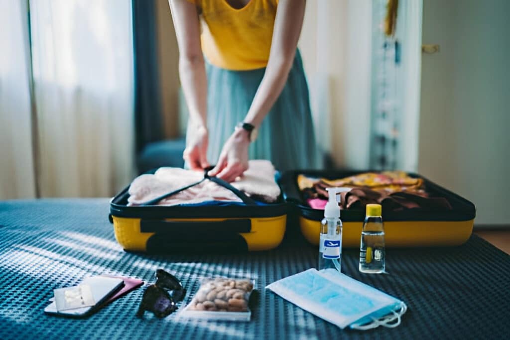 Woman packing her things 