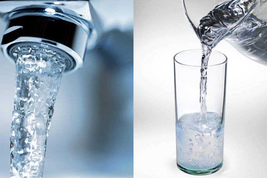 Tap water and distilled water